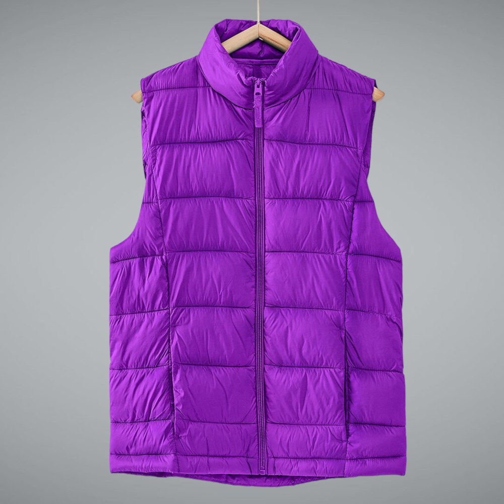 Stand Collar  Puff Vest with Storage Pouch