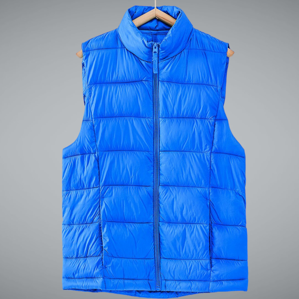 Stand Collar  Puff Vest with Storage Pouch