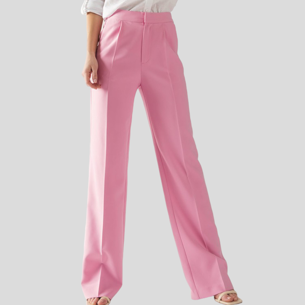 Elegant Ease Wide-Leg Slacks with Front Pleats