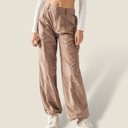 Taupe Small Nylon Parachute Cargo Pants