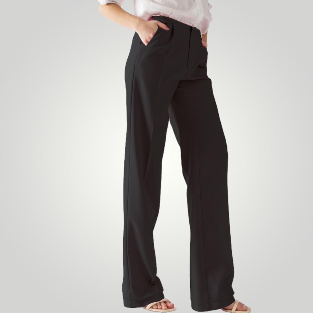 Elegant Ease Wide-Leg Slacks with Front Pleats