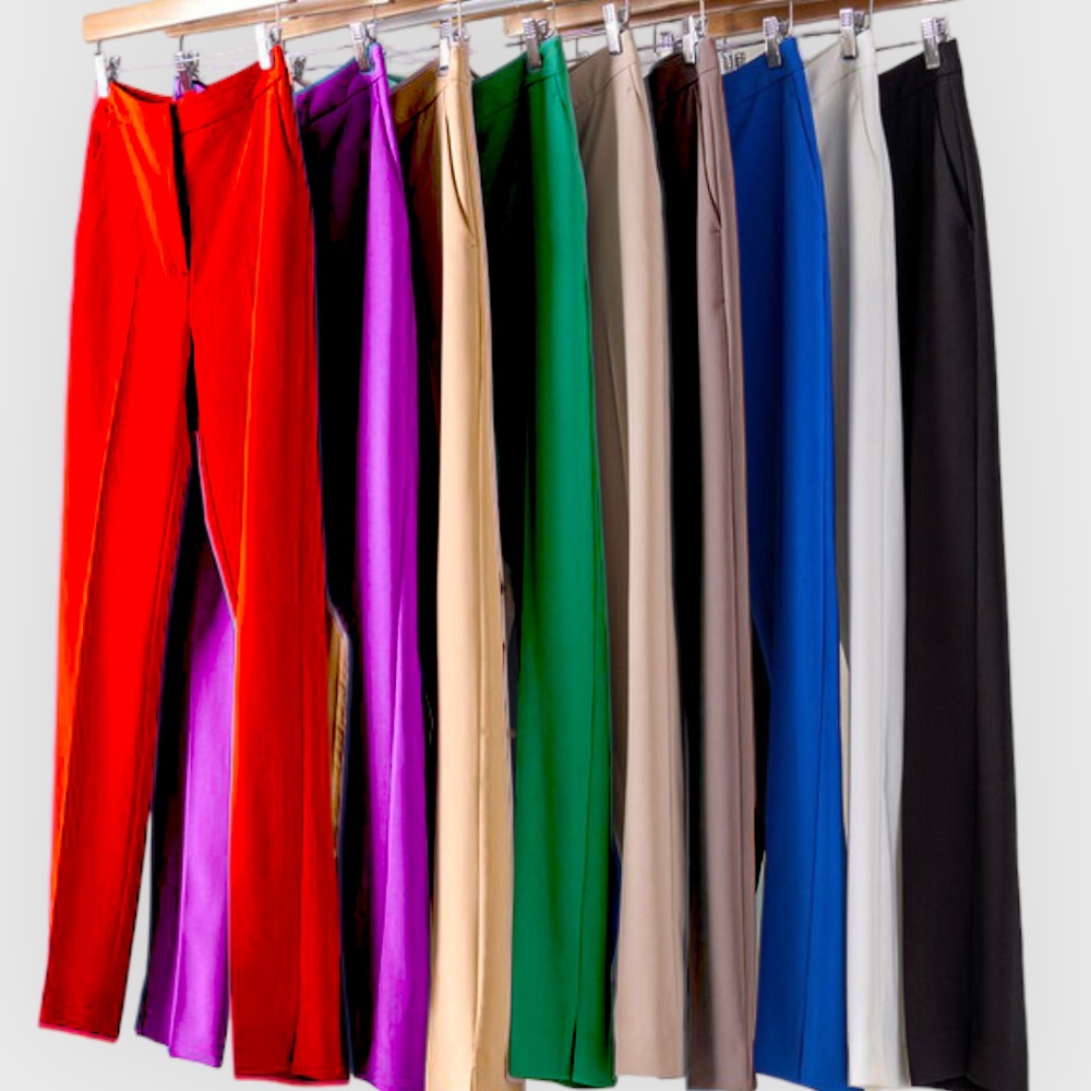 Solid Straight Leg Trouser Pants / S-XL