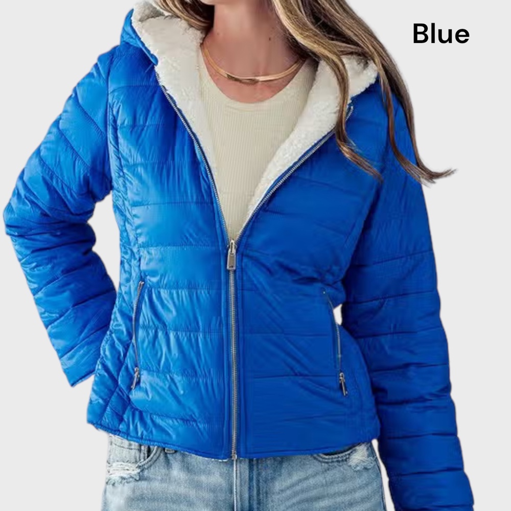 Cozy Sherpa Fleece-Lined Reversible Hooded Puffer Jacket