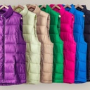  Stand Collar  Puff Vest with Storage Pouch