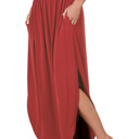 Copper Red Medium Rounded Hem Smocked Waist Maxi Skirt