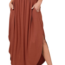 Rust XL Rounded Hem Smocked Waist Maxi Skirt