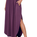 Eggplant Small Rounded Hem Smocked Waist Maxi Skirt