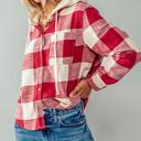  Hooded Button Down Buffalo Plaid Flannel Shirt