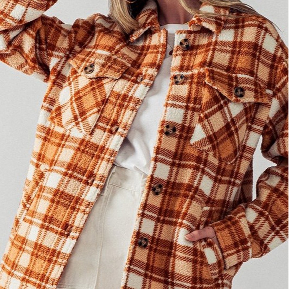 Fluffy Sherpa Plaid Jacket