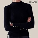 Black Small Fitted Ribbed Cable Knit Button Sleeve Sweater