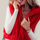  Plush Hooded Zip-Up Vest with Pockets