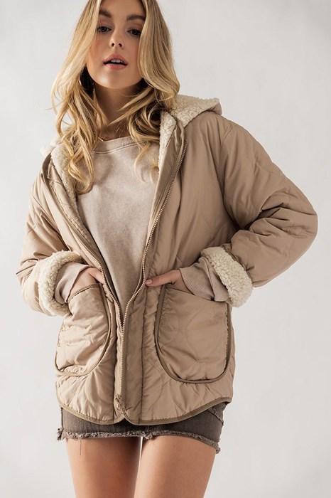 Fleece Lined Wave Quilted Reversible Jacket