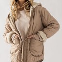 Khaki Small Fleece Lined Wave Quilted Reversible Jacket