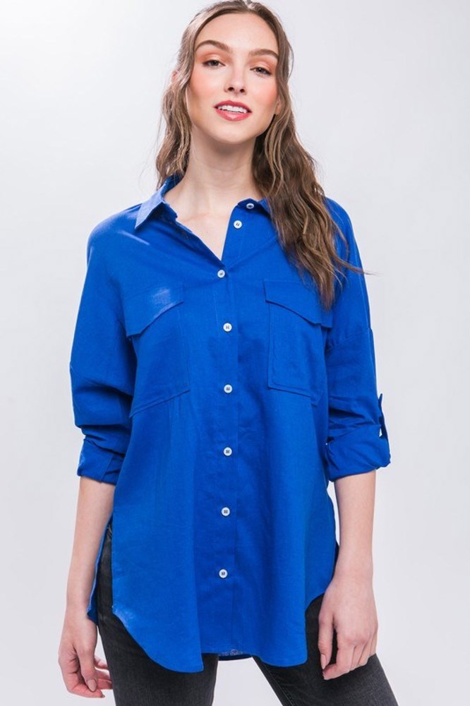 Oversized Linen Pocketed Shirt