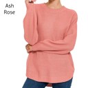  Rounded Hem Hi-Low Waffle Sweater