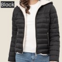 Black Small Cozy Sherpa Fleece-Lined Reversible Hooded Puffer Jacket