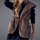  Faux Fur Hooded Vest W/ Pockets