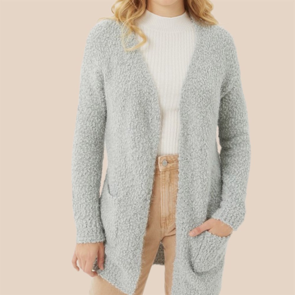 Popcorn Open Front Cardigan