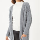 SteelBlue Small Chenille Cable Knit Ribbed Open Front Cardigan / 9 Colors