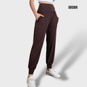 Brown Small High-Waisted Pocketed Joggers