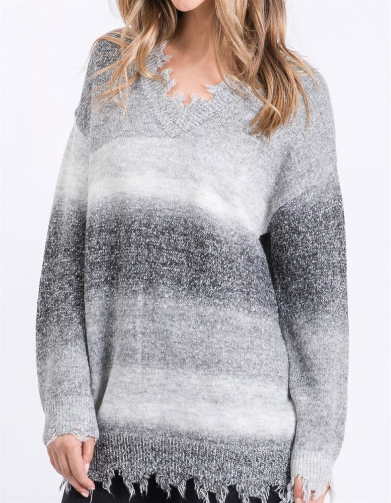 Ombre Distressed Sweater