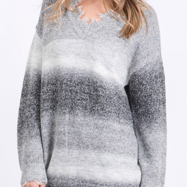 Ombre Distressed Sweater