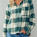  Hooded Button Down Buffalo Plaid Flannel Shirt