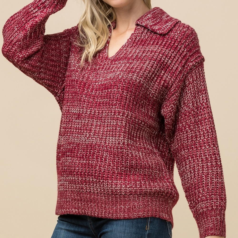 V-Neck Melange Sweater