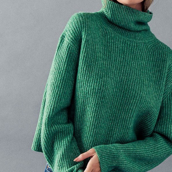 Turtle Neck Rib Knit Sweater