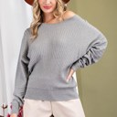  Boat Neck Ribbed Knit Sweater