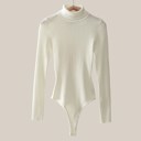  Rib Sweater Knit Turtle Neck Bodysuit / S-XL