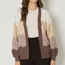  Colorblock Cable Knit Cardigan