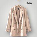 Beige Small Open Front Double Breast Button Detail Pocketed Blazer