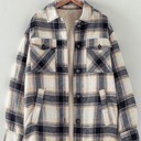  Checkered Sherpa-Lined Oversized Buttoned Jacket