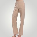 Khaki Small Solid Straight Leg Trouser Pants / S-XL