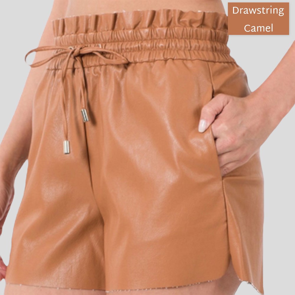 Vegan Leather High-Waist Shorts