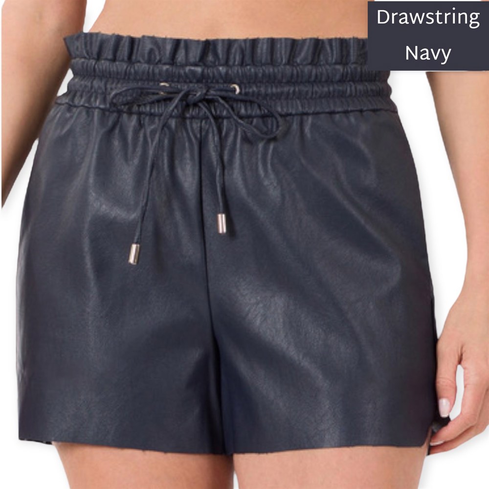 Vegan Leather High-Waist Shorts