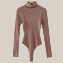 Cocoa Small Rib Sweater Knit Turtle Neck Bodysuit / S-XL