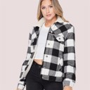 Black Medium Pocketed Buffalo Plaid Sherpa Fur Lined Jacket