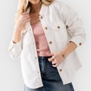 White Small Front Closure Chest Pockets Shirt Jacket