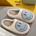 Happy Face Aqua S Sherpa Fuzzy Slippers Collection