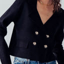 Black Large Double Breasted Crop Sweater Blazer