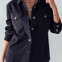 Black Small Ultra Soft Faux Suede Button Down Shirt Jacket