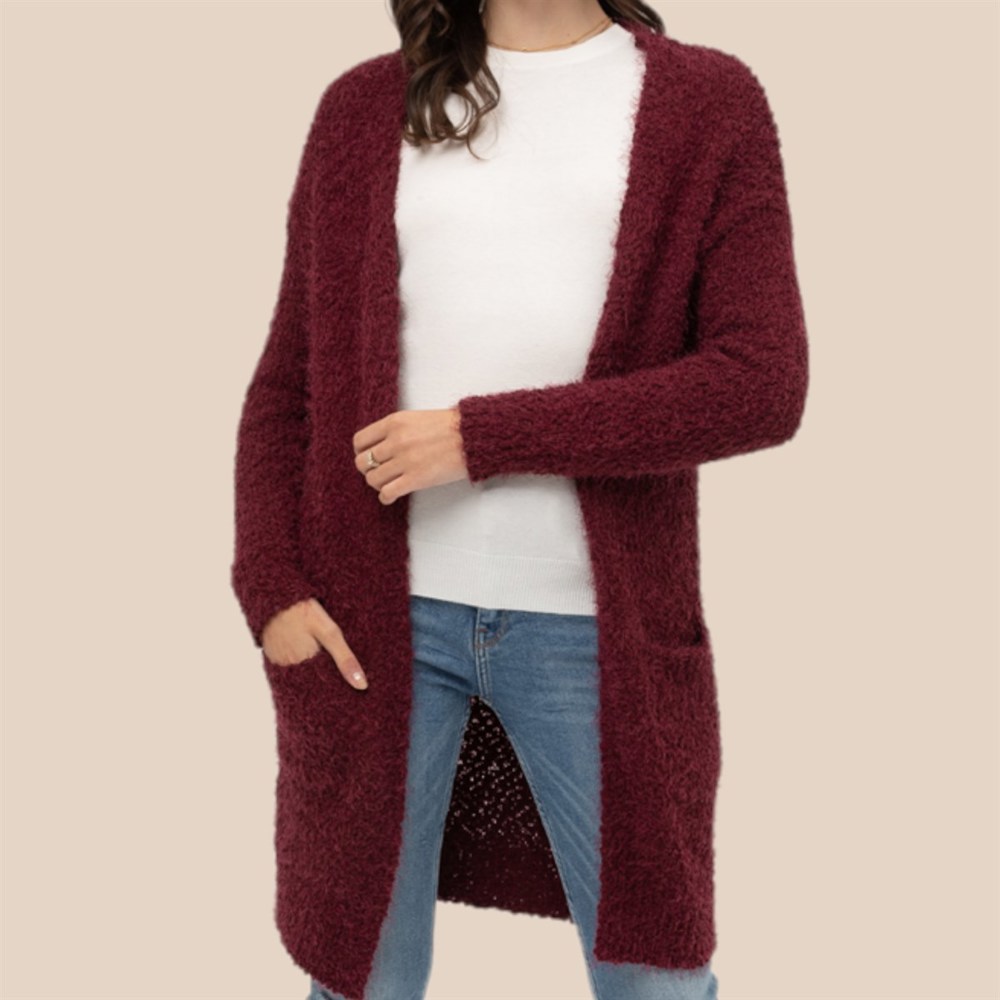 Popcorn Open Front Cardigan