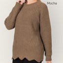 Mocha XL Scallop Hem Sweater