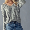 Leaf Medium V-Neck Cable Knit Sweater