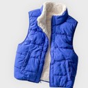 Azure Small Reversible Puff Vest with Sherpa Lining