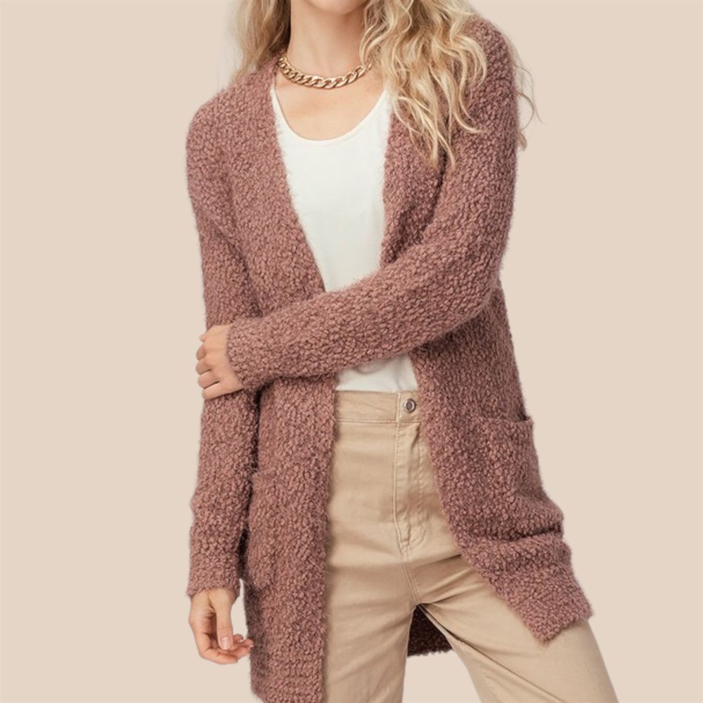 Popcorn Open Front Cardigan