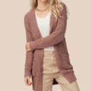 Mauve Small Popcorn Open Front Cardigan