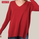  Relaxed Fit V Neck Hi-Lo Sweater